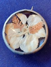 Vintage Double Pressed Flowers Between Glass Pendant Large - $27.16