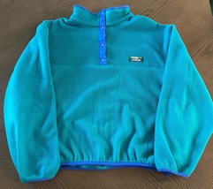 Vtg LL Bean 1/4 Snap Fleece Pullover Teal Green Mountain Lake Logo Women... - $649.00 MXN