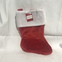 New Holiday Time Red &amp; White 16” Christmas Stocking Faux Fur Trim - £5.80 GBP