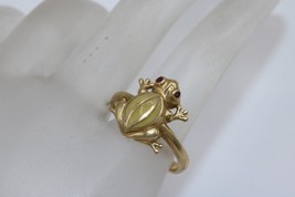 Fine 14K Yellow Gold Frog Ring with Red &amp; Yellow Stones Size 7 - $503.51 CAD