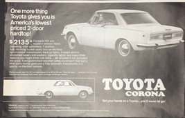 Vintage 1969 Toyota Corona America&#39;s Lowest Priced 2 Door Hardtop  Print... - $5.22
