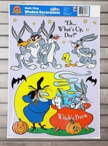 Looney Tunes Halloween Window Decor Bugs Bunny Daffy Witch&#39;s Brew Taz Bat VTG b - £4.08 GBP