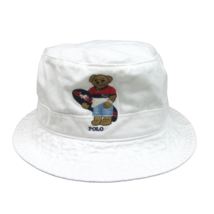 Polo Ralph Lauren Embroidered Surf Bear White Bucket Hat Adult Size L/XL NEW - $54.95