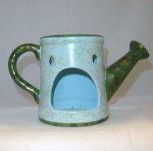 Butterfly Tart Candle Burner Watering Can Design Turquoise 6.5" High Ceramic image 3