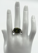 Premier Designs &quot;Paramount&quot; Silver Tone Green Stone Ring Size abt 8 SKU PB73 - £19.57 GBP