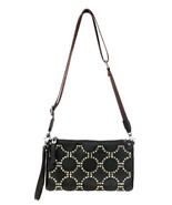 Montana West Crossbody Clutch Brown Coffee Genuine Leather Crystals &amp; Studs - $38.01 CAD