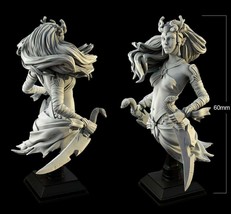 60mm BUST 3D Print Model Kit Beautiful Girl Warrior Assassin Medusa Unpainted - £37.48 GBP