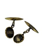 Vintage Gold Tone Cufflinks Black Oval Inlay Chain Link Retro Men’s Form... - $17.10