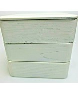 Handcrafted Wood Stacking Jewelry Storage Box Ivory Square 3-Tier With Lid - £31.59 GBP