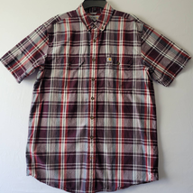 Carhartt Men Shirt Size L Red Plaid Classic Button Down Short Sleeve Relaxed Fit - £8.99 GBP