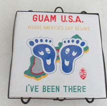 Vintage GUAM Hand Painted Novelty Collectible Tile with Metal Stand Holder - £15.62 GBP
