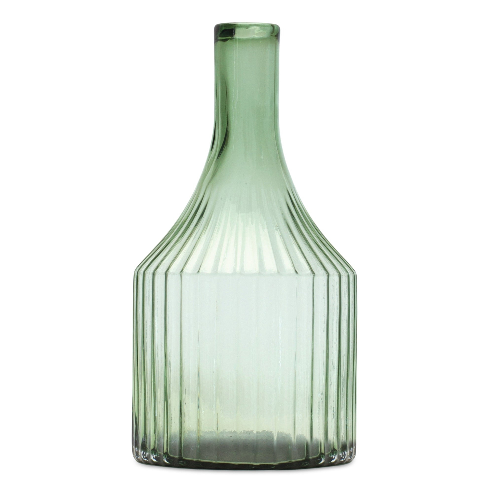 Sage Ribbed Glass Bottle Neck Vase 10.75&quot;H - $59.94