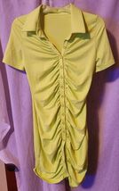 Womens Unbranded Sexy Neon Yellow Form Fit Dress Button Front Short Sleeve - $15.99