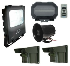 Floodlight &amp; Siren Long Range Wireless Driveway Alarm &amp; Unique Outdoor Receiver - £283.75 GBP