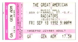 The Radiateurs Concert Ticket Stub Septembre 18 1992 San Francisco de Californie - £35.65 GBP
