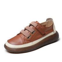 Women&#39;s Female Student Gril Genuine Leather Flats Shoes Loafers Lace Up Spring P - £75.51 GBP