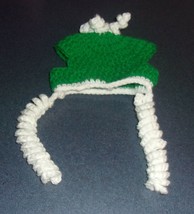 Handmade Crocheted Green White Dog Hat SMALL Dogs Warm Winter Wear Brand... - $10.99