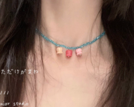 crystal beaded necklace female summer collarbone chain niche design sense - £15.58 GBP