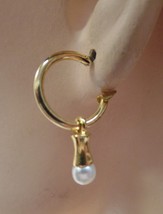 Dainty Goldtone Ear Rings W Faux Pearl Accent  Unbranded - £11.73 GBP