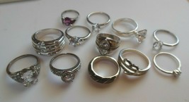 Vintage-Modern RING Lot 12 Piece Cocktail, Rhinestone - Different sizes - £58.84 GBP