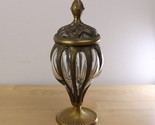 Vtg Baroque Brass Bubble Glass Pedestal Jar w/ Lid Apothecary Urn India - £70.08 GBP