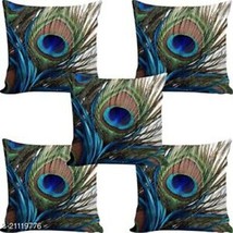 Set of 5 Cushion Covers Peacock Feather Print Pillow Cushion Cases Pillowcases - $33.26