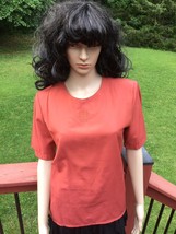 VINTAGE IMPRESSIONS OF CALIFORNIA SHORT SLEEVE TERRACOTA BOXY TOP BLOUSE... - $11.88