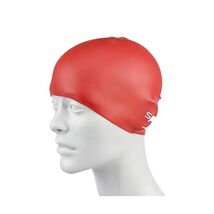Speedo Kids' Plain Moulded Silicone Swim Cap - Red, One Size  - $18.00