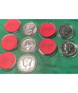 [Lot of 5- Mercury War Dimes 1940, 1941, 1942, 1943, 1944… 90% Silver Coin - £25.60 GBP