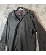 Luchiano Viscounti Black Shirt Mens Extra Large Geometric Knit Button Up... - £14.53 GBP