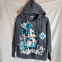Disney Parks Mickey Mouse Hoodie Adult XL Gray Rhinestone Studded Paisley - $14.84