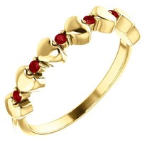 Authenticity Guarantee 
14K Yellow Gold Stackable Ruby Heart Ring - £598.71 GBP