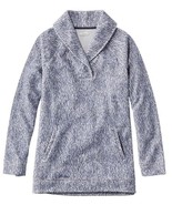 LL Bean Womens Shawl Collar Marled Fleece Sweater Blue Size Large Pockets - $637.51 MXN