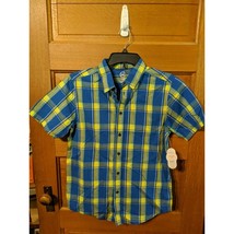 Wonder Nation Shirt XXL (18) Trailblazer Yellow Blue SS Button Woven Boys - £7.79 GBP