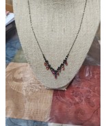 AVON Red Chevron Necklace Signed 20&quot; - €16,17 EUR