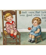 Little Boy Has Upset Tummy From Too Much Turkey Antique Thanksgiving Pos... - $8.00