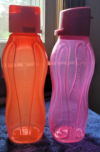 Set of 2 Tupperware Eco Water Bottles Pink Orange 10 ounces 310 ML Hiking Walk - £11.98 GBP