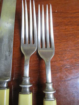 LANDERS VINTAGE dinner 5 FORKS &amp; 4 KNIVES SET BAKELITE HANDLES 9pcs[cuttl] - £42.83 GBP