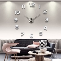 3D DIY Wall Clock Arabic Numerals Clock Frameless Mirror Surface Wall Sticker Ho - £18.98 GBP