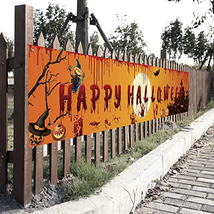 98&quot;X 19&quot; Large Happy Halloween Banner- Long Halloween Outdoor Decoration Banner - £8.81 GBP