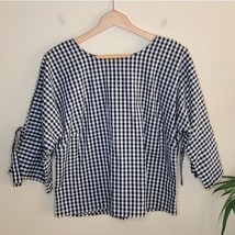 NWT Anthropologie Sunday in Brooklyn | Black White Gingham Check Top Large - £43.90 GBP