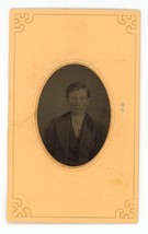 CIRCA 1860&#39;S Paper Framed Hand Tinted TINTYPE Handsome Young Boy in Suit - £12.34 GBP