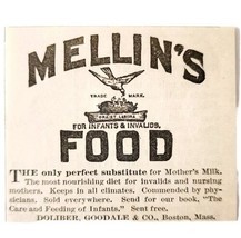 Mellin&#39;s Food Infant Milk 1885 Advertisement Victorian Baby Food ADBN1A16 - $19.99