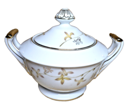 Summit Fine China Ceramic Barbara Sugar Bowl With Lid Floral Design Gold... - $31.19