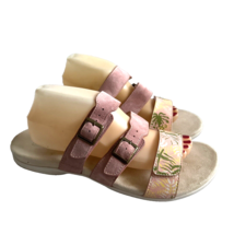 Spenco Triple Strap Pink Sandals Women Size 11 D Slides Suede Floral Ort... - $24.94