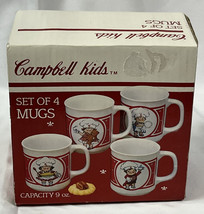 Vintage 1990&#39;s Campbell Kids 9 oz Soup Mugs Cups - Set of 4 w/ Box - £19.32 GBP