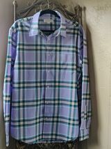 Aeropostale Button Up Shirt Men&#39;s Size Large Long Sleeve Purple Plaid Co... - $19.75