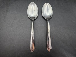 Vintage EKCO Flint Stainless Vanadium Solid Serving Spoon - Lot Of 2 - USA - £10.77 GBP