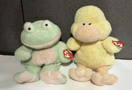 TY Puddles Grins Frog Duck Pluffies Collection Stuffed Plush Lovey Pet Toy lot - £21.75 GBP