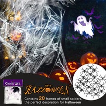 Halloween Fake Spider Web+20 Spider Halloween Party Haunted House Decoration Us - £12.77 GBP